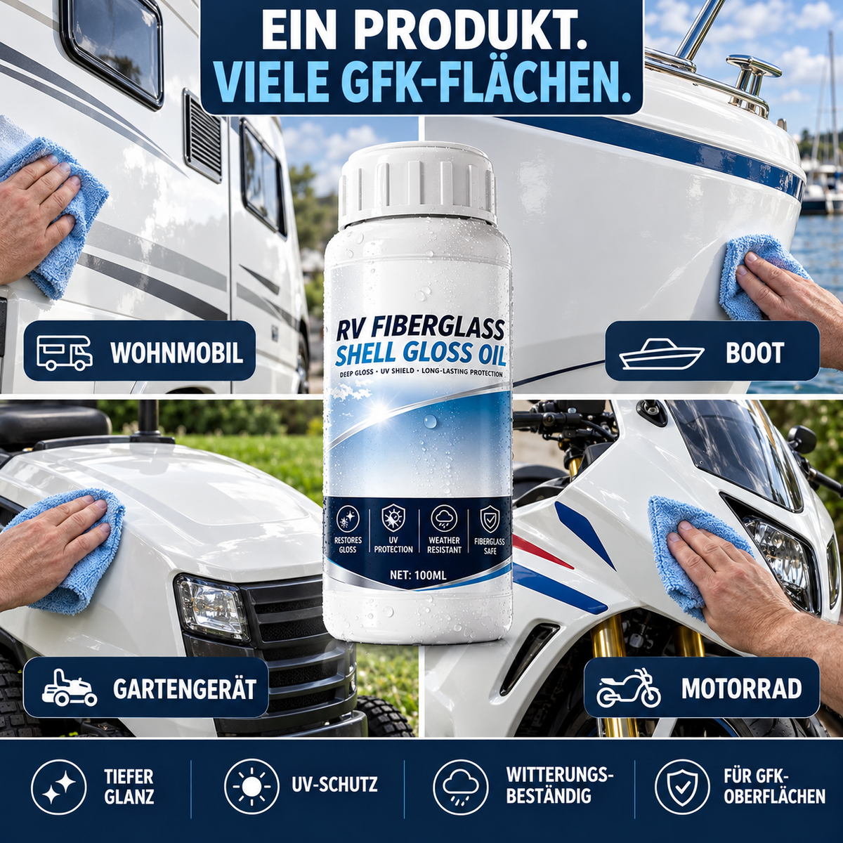 🔥 50% OFF 🚐 Fiberglass Gloss Restorer for RVs, Boats & Trailers – with UV & Weather Protection