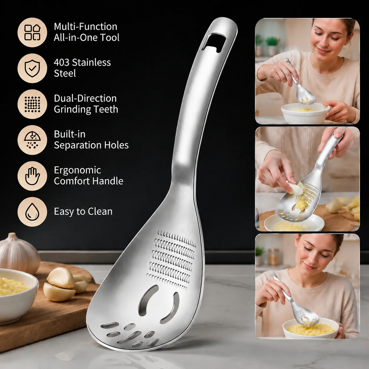 💥 LAST DAY Buy 1 get 1 free- -The 5-in-1 Kitchen Spoon That Does More With Less.