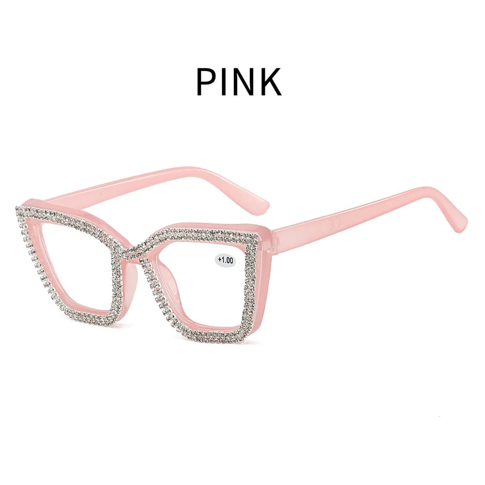 ✨ Cat-Eye Blue Light Reading Glasses with Sparkling Details
