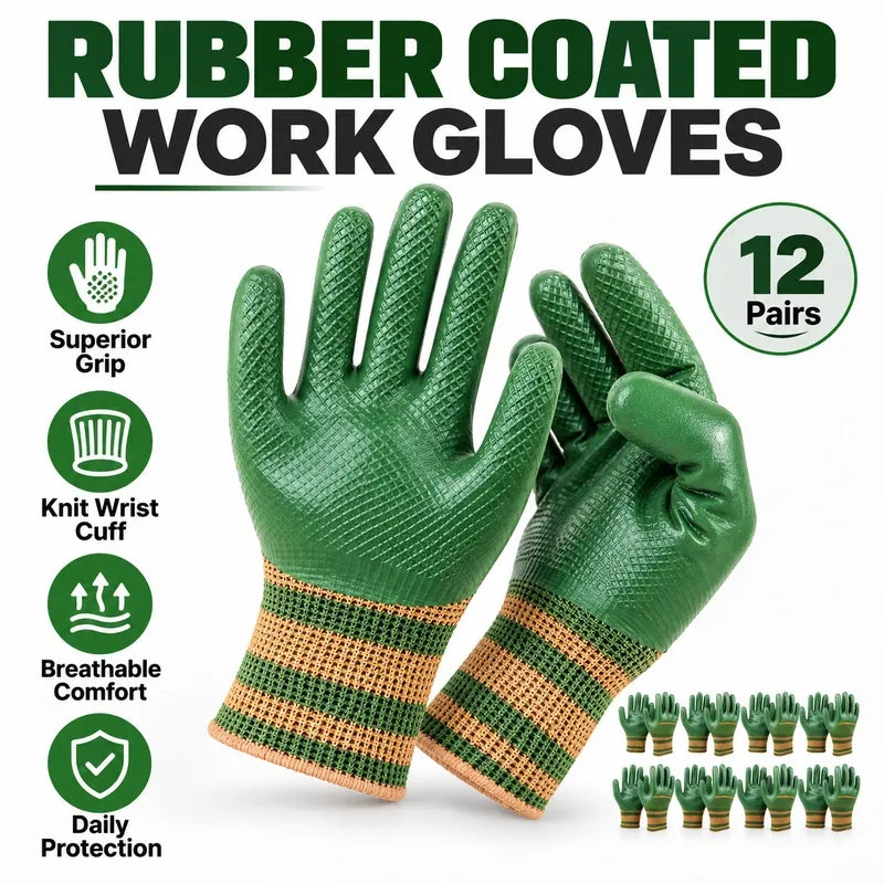 💥 50% OFF🎁 Rubber Coated Work Gloves with Knit Wrist Cuff