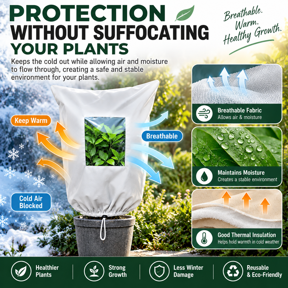 🔥 ❄️ Last Day Buy 2 Get 2 Free 🌿 Winter Plant Frost Protection Covers for Pots & Trees 🌱❄️