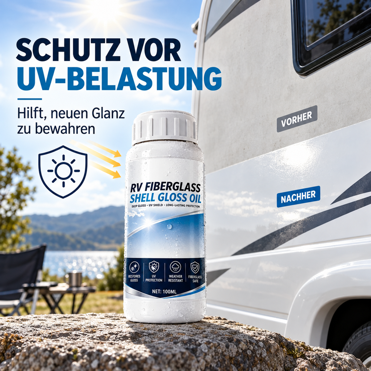 🔥 50% OFF 🚐 Fiberglass Gloss Restorer for RVs, Boats & Trailers – with UV & Weather Protection