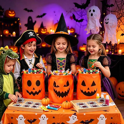 💥 LAST DAY 49% OFF -LED Light Up Halloween Candy Bucket, Glowing Pumpkin Ghost Trick or Treat Tote Bag, Reusable Collapsible Kids Halloween Basket