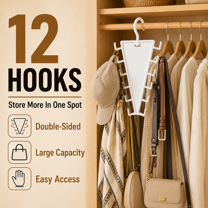 🔥 LAST DAY — BUY 2 GET 1 FREE! 12-Hook V-Shaped Closet Organizer — 9PCS ONLY $39.99