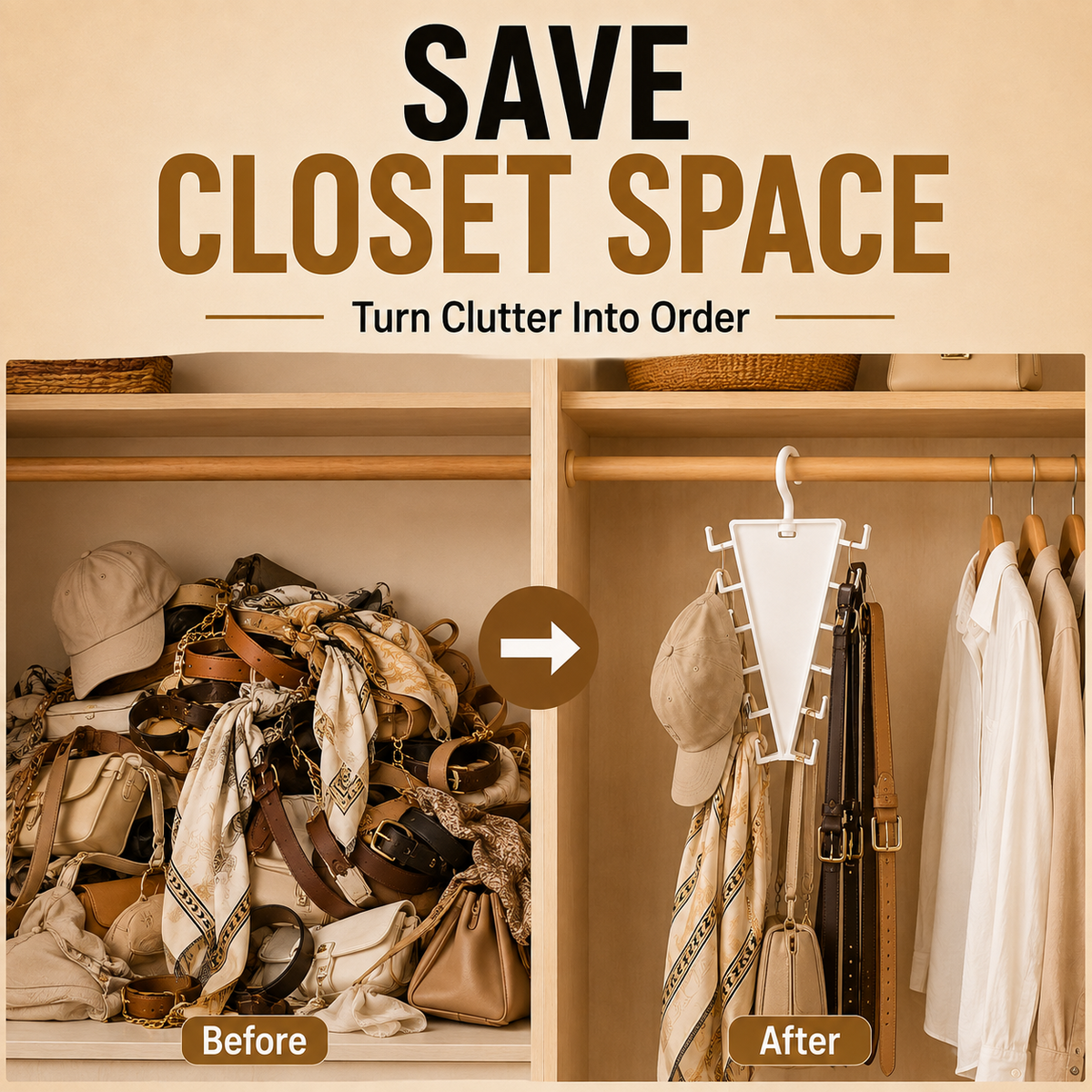 🔥 LAST DAY — BUY 2 GET 1 FREE! 12-Hook V-Shaped Closet Organizer — 9PCS ONLY $39.99