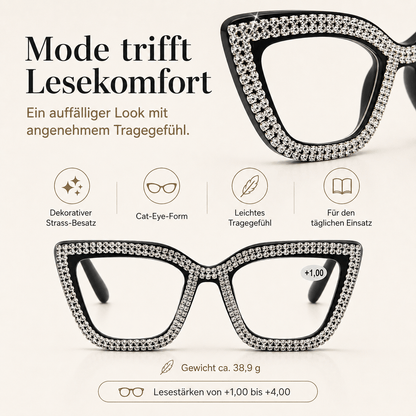 ✨ Cat-Eye Blue Light Reading Glasses with Sparkling Details