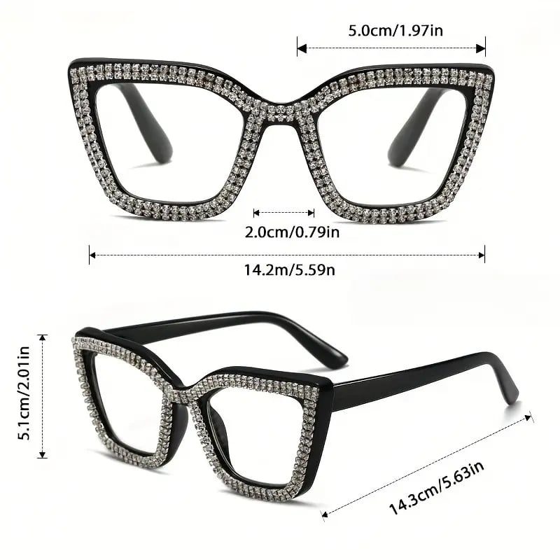 ✨ Cat-Eye Blue Light Reading Glasses with Sparkling Details