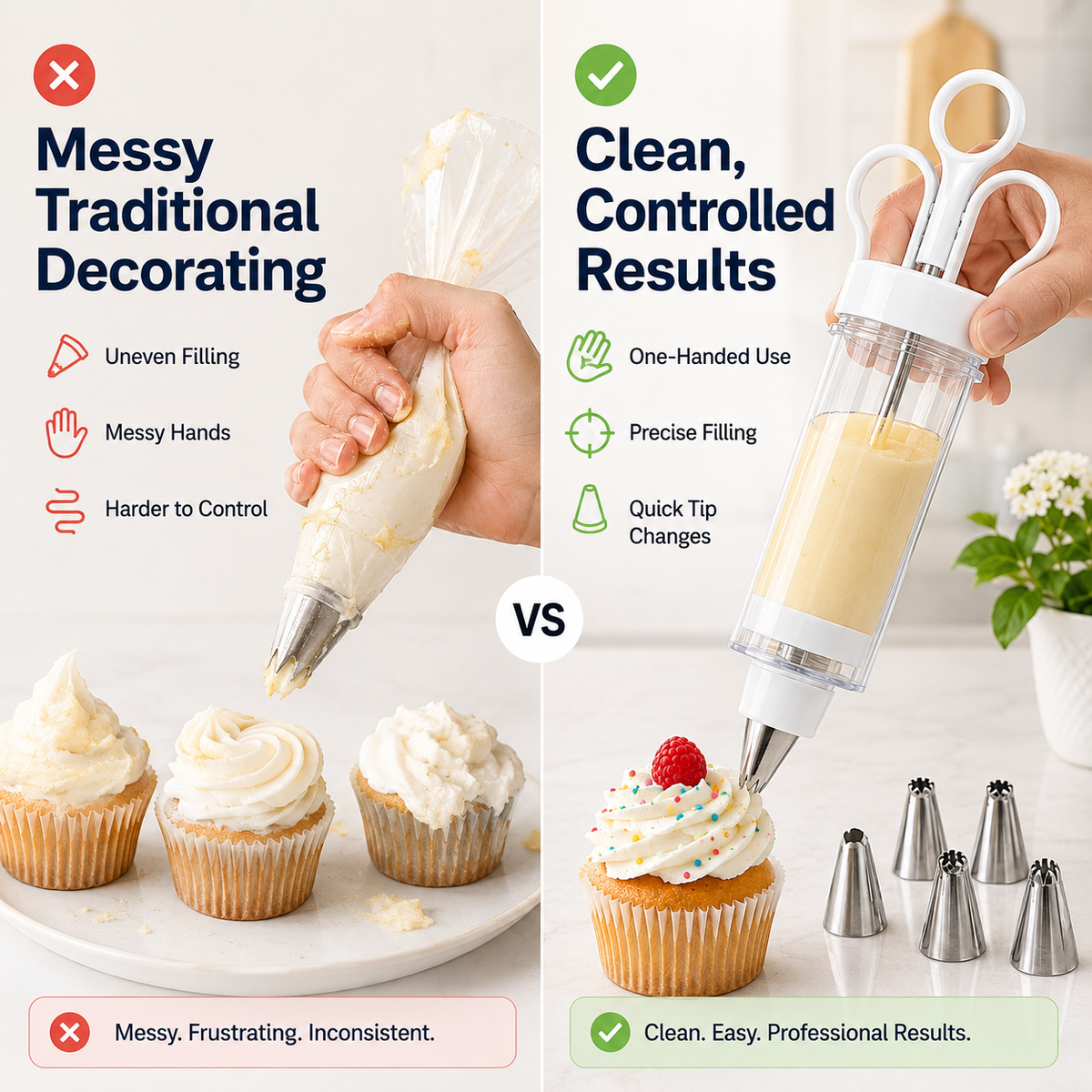 🔥 LAST DAY — BUY 1 GET 1 FREE 🎂 Stainless Steel Cake Decorating Gun Kit — $22.99