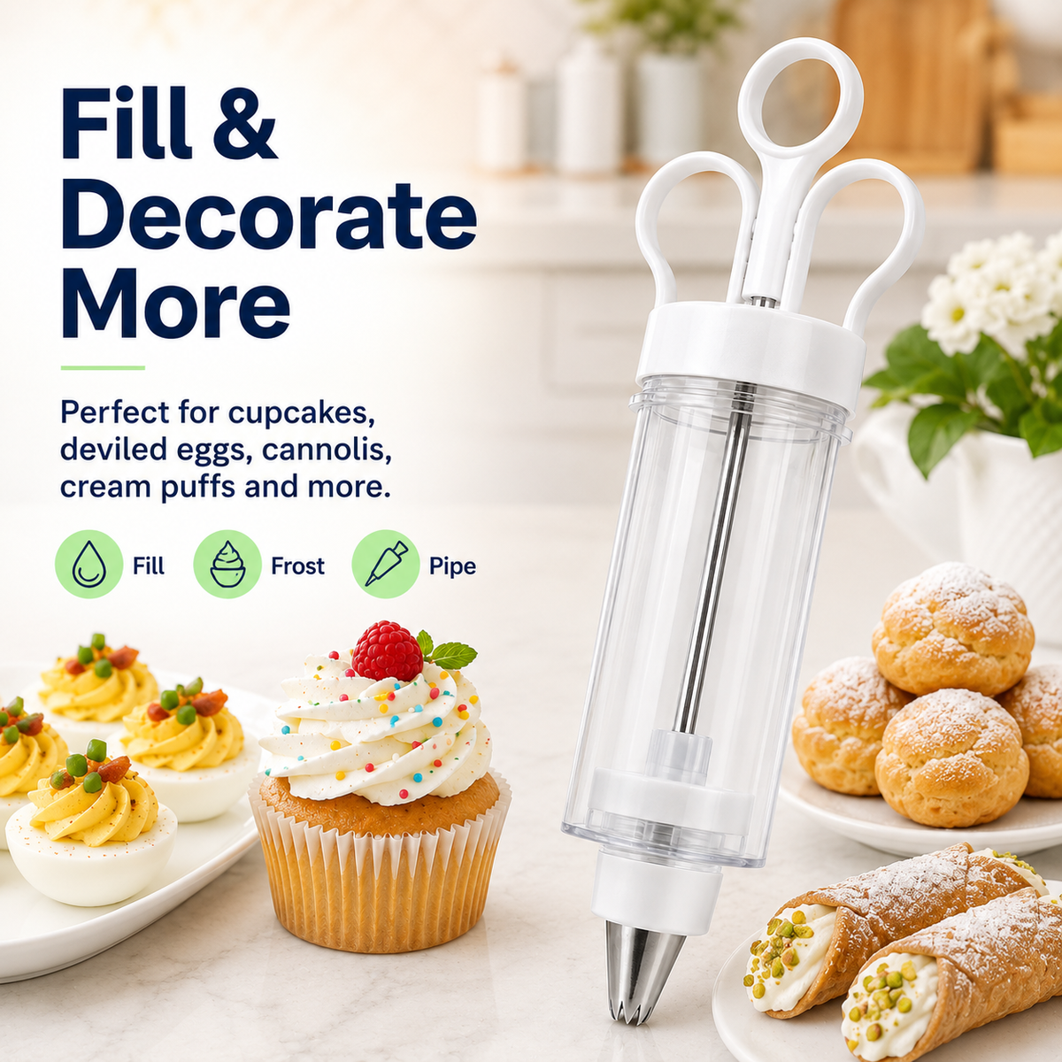 🔥 LAST DAY — BUY 1 GET 1 FREE 🎂 Stainless Steel Cake Decorating Gun Kit — $22.99