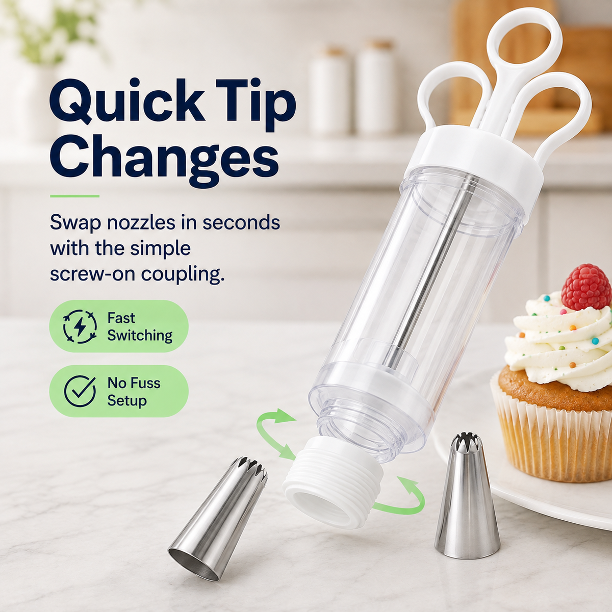 🔥 LAST DAY — BUY 1 GET 1 FREE 🎂 Stainless Steel Cake Decorating Gun Kit — $22.99