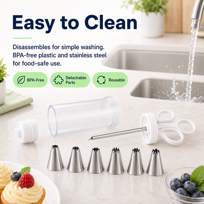🔥 LAST DAY — BUY 1 GET 1 FREE 🎂 Stainless Steel Cake Decorating Gun Kit — $22.99