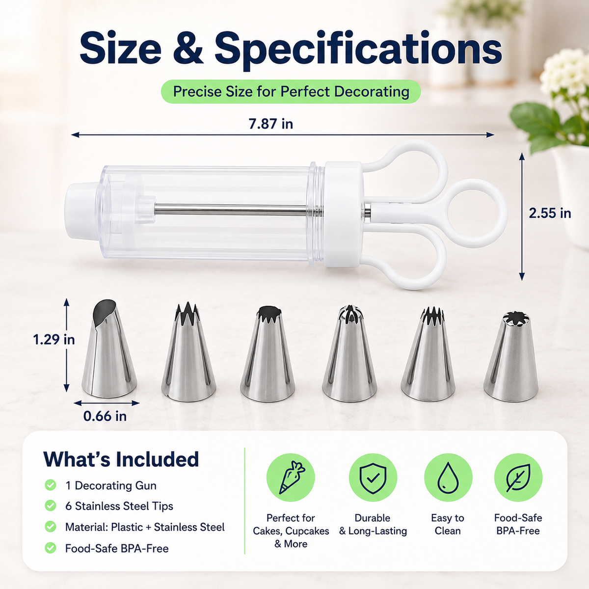 🔥 LAST DAY — BUY 1 GET 1 FREE 🎂 Stainless Steel Cake Decorating Gun Kit — $22.99