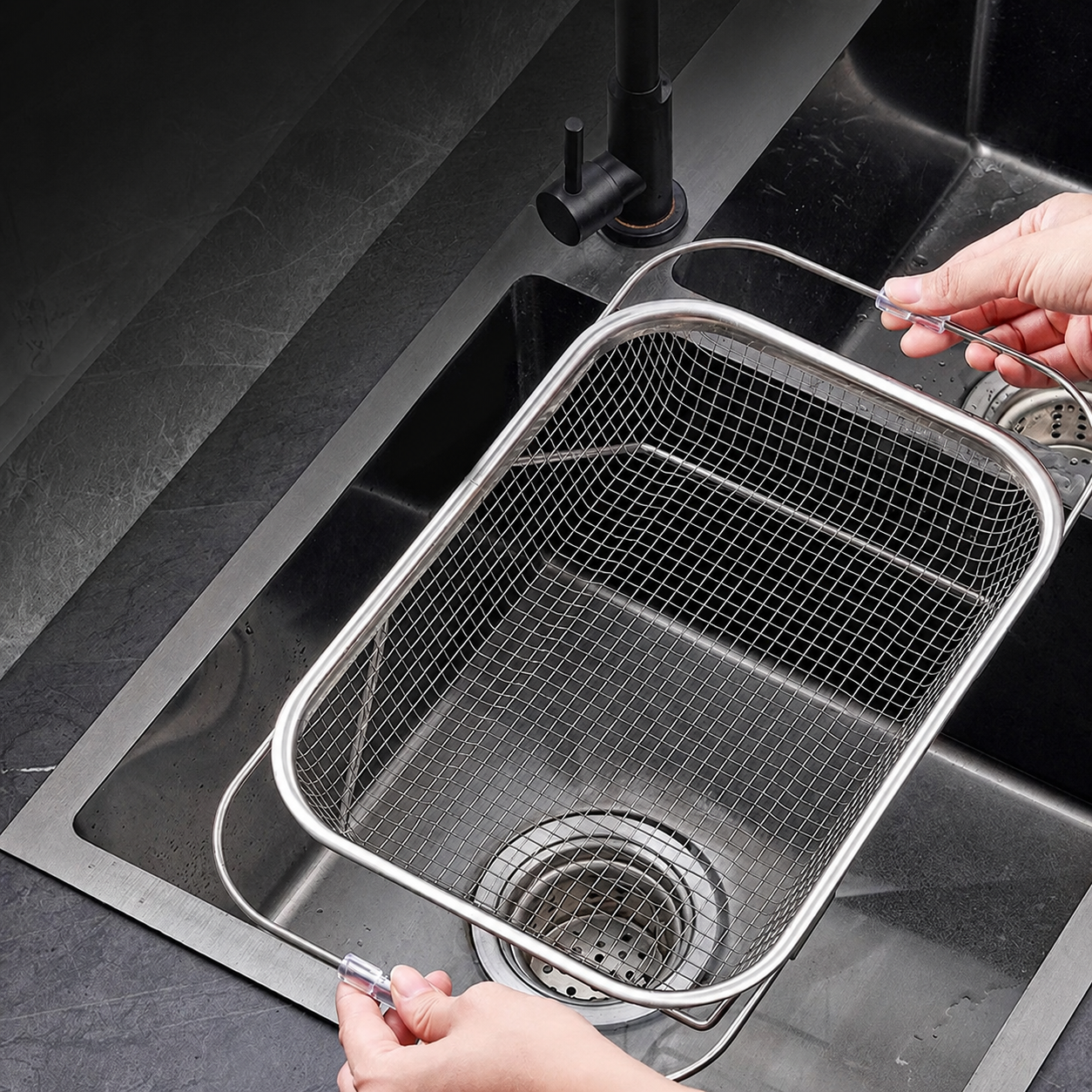 304 Stainless Steel Expandable Over-the-Sink Drain Basket