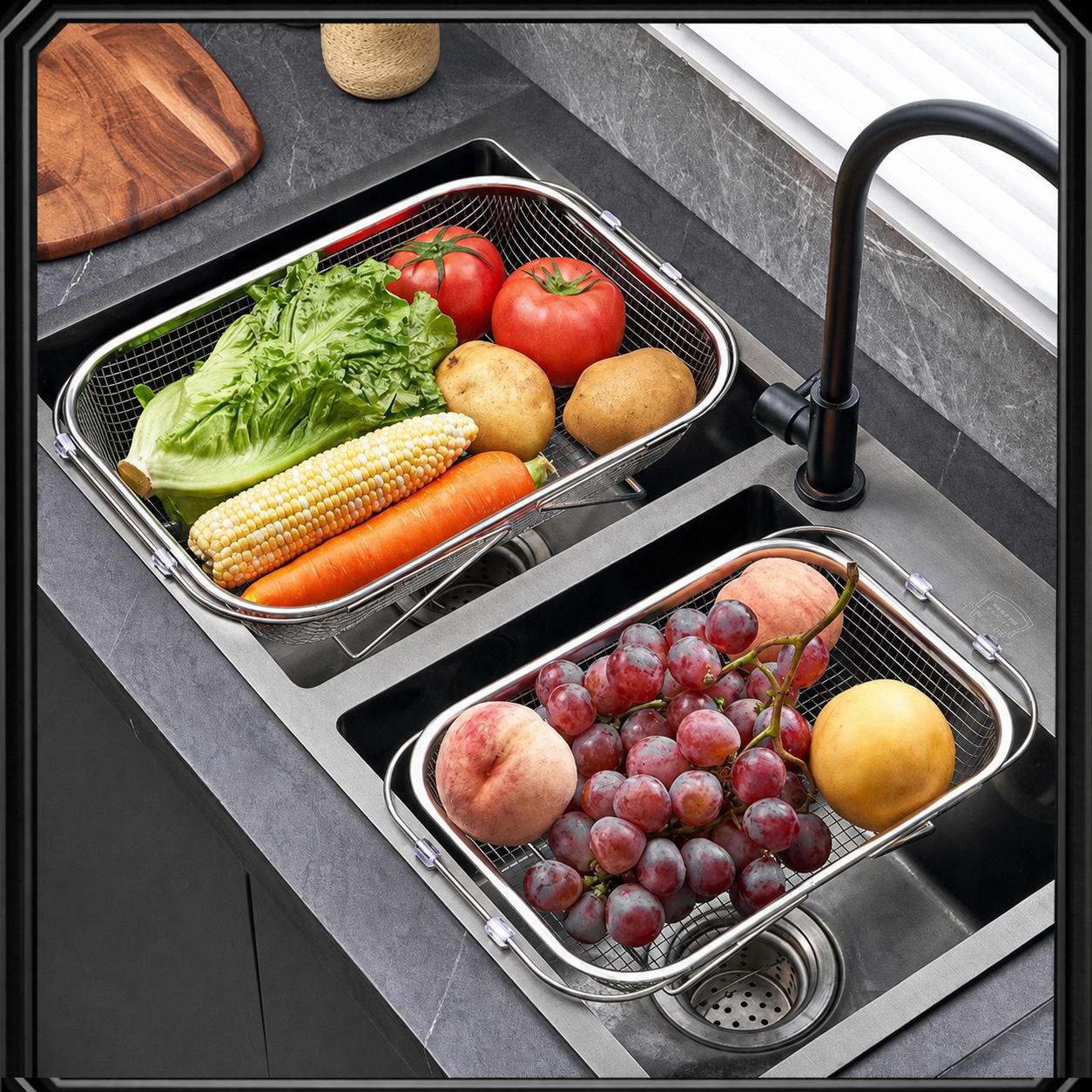 304 Stainless Steel Expandable Over-the-Sink Drain Basket