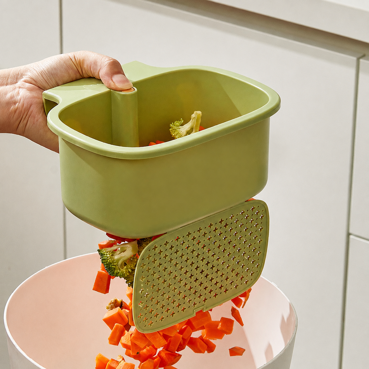 Hanging Sink Strainer Basket with Push-Release Bottom