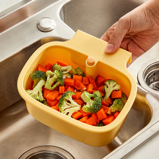 Hanging Sink Strainer Basket with Push-Release Bottom