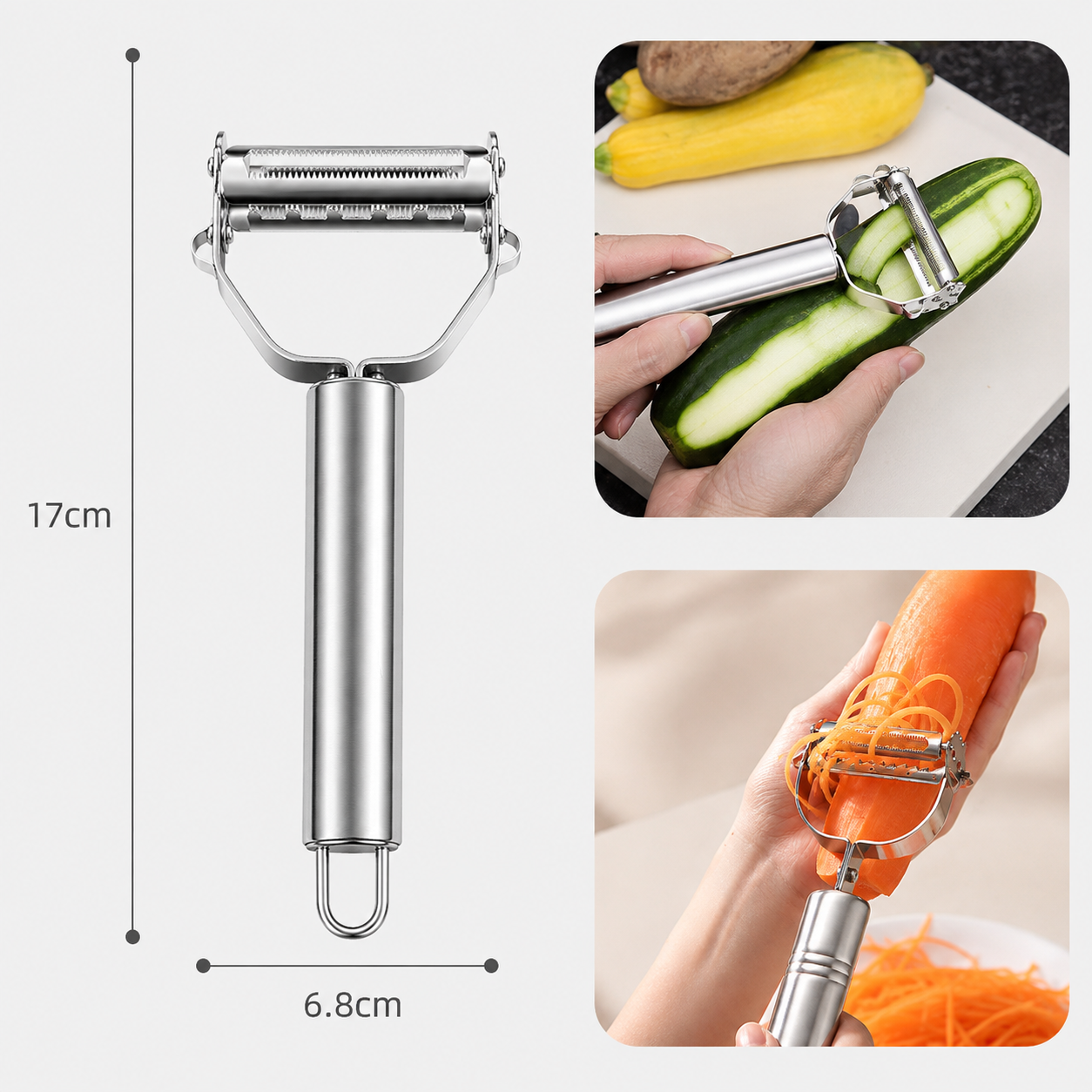 2-in-1 Stainless Steel Vegetable Peeler & Julienne Slicer