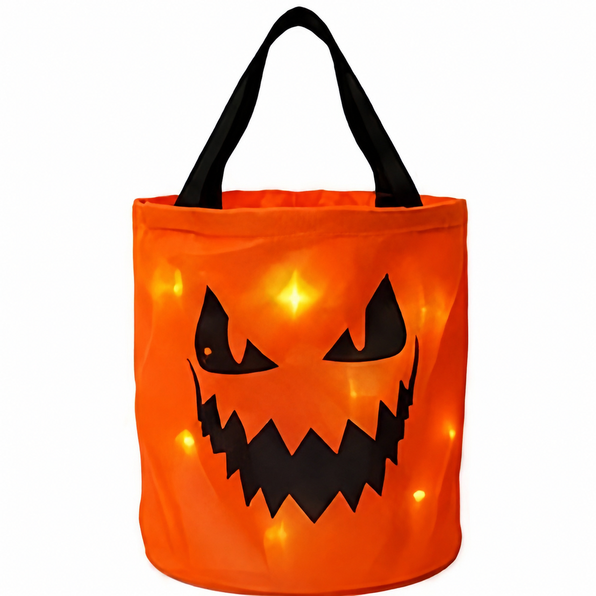 💥 LAST DAY 49% OFF -LED Light Up Halloween Candy Bucket, Glowing Pumpkin Ghost Trick or Treat Tote Bag, Reusable Collapsible Kids Halloween Basket