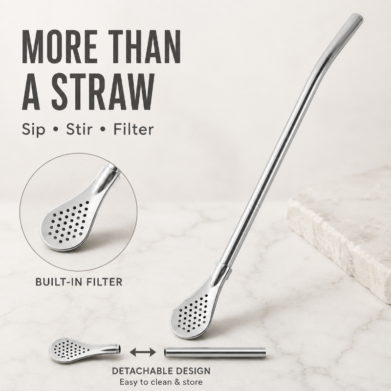 💥 LAST DAY Buy 1 get 1 free-Stainless Steel Yerba Mate Bombilla Straw, Reusable Metal Filter Drinking Straw for Loose Leaf Tea & Herbal Drinks