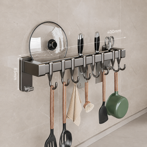 No-Drill Wall-Mounted Kitchen Utensil Rack