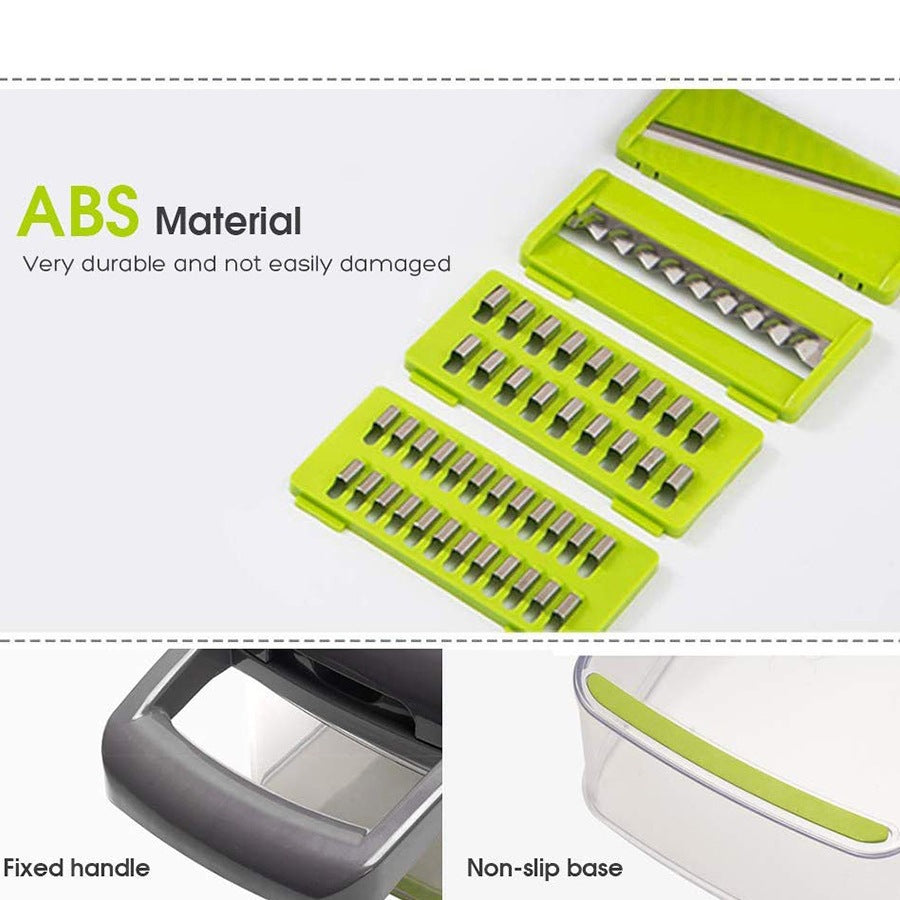 MULTI-FUNCTION VEGETABLE CHOPPER & SLICER  SLICE. DICE. SHRED. CHOP. ALL WITH ONE KITCHEN TOOL.