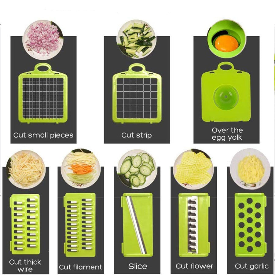 MULTI-FUNCTION VEGETABLE CHOPPER & SLICER  SLICE. DICE. SHRED. CHOP. ALL WITH ONE KITCHEN TOOL.