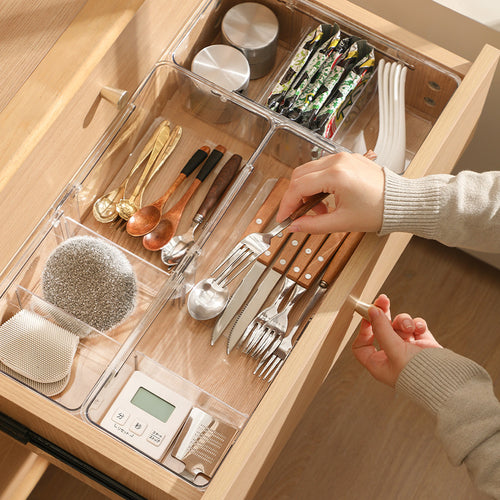 Expandable Clear Drawer Organizer with Adjustable Dividers