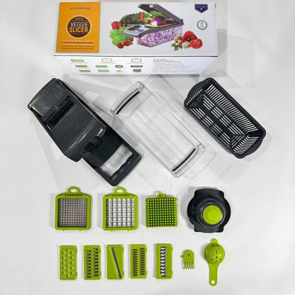 MULTI-FUNCTION VEGETABLE CHOPPER & SLICER  SLICE. DICE. SHRED. CHOP. ALL WITH ONE KITCHEN TOOL.