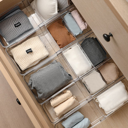 Expandable Clear Drawer Organizer with Adjustable Dividers