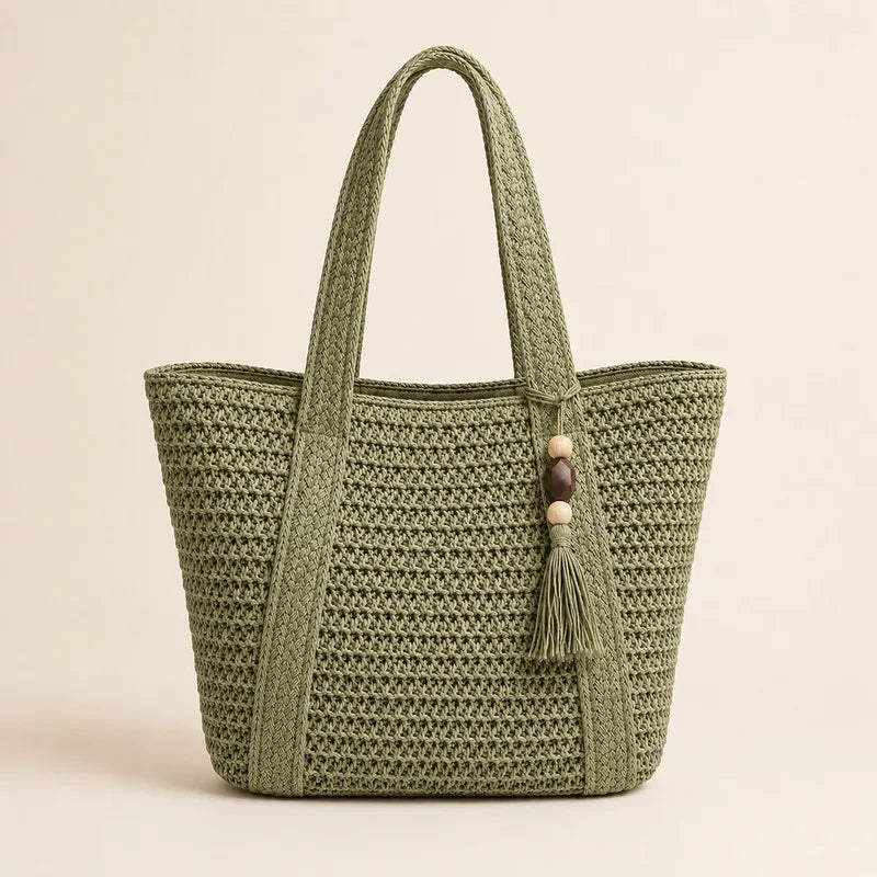 Woven Fringe Large CapacityStraw Tote