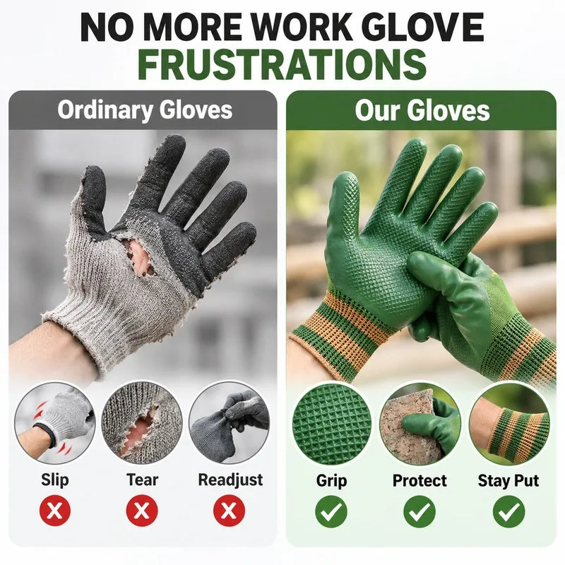 💥 50% OFF🎁 Rubber Coated Work Gloves with Knit Wrist Cuff