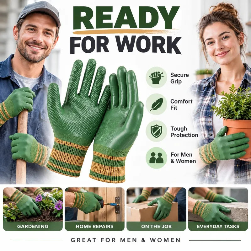 💥 50% OFF🎁 Rubber Coated Work Gloves with Knit Wrist Cuff