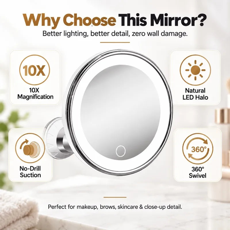 🔥 Limited-Time 50% OFF – 10X LED Magnifying Makeup Mirror