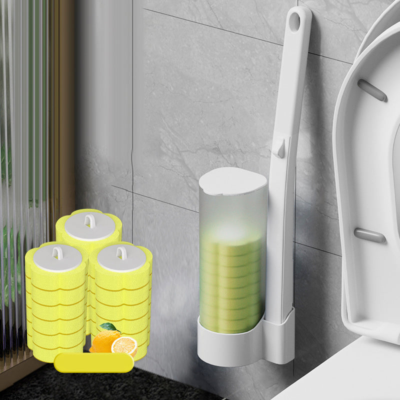 1*Toilet brush+18pcs Brush head - LEMON