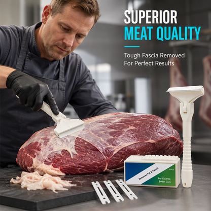 🥩🔥 LAST DAY — BUY 1 GET 1 FREE! Stainless Steel Meat Scraper Large 10CM Set (1 Holder + 10 Blades) 🔪